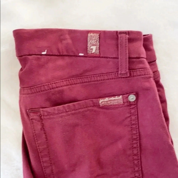 7 For All Mankind Burgundy Ankle Skinny Jean - Picture 8 of 11